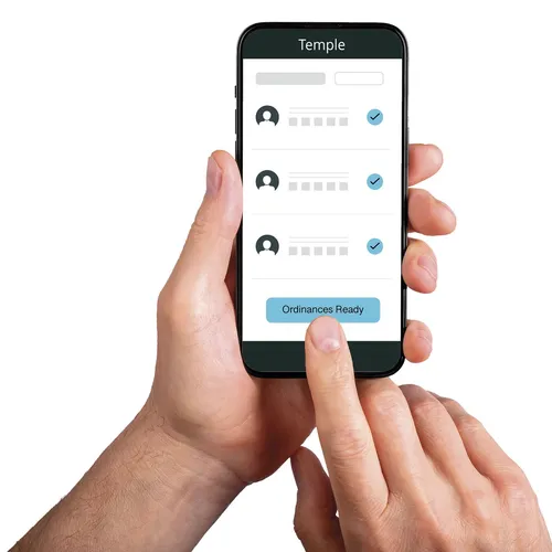 hands working with an app on a cell phone