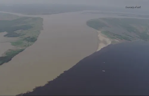 Amazon River formed by two converging rivers