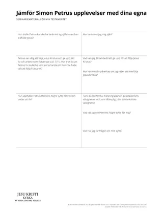 Handout on Likening Peter’s Experience