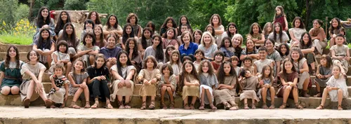 group photo of children on Book of Mormon set