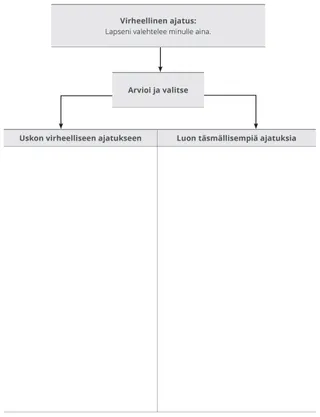 Virheellinen ajatus, harjoituskaavio