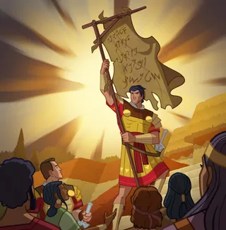Captain Moroni holds up the title of liberty