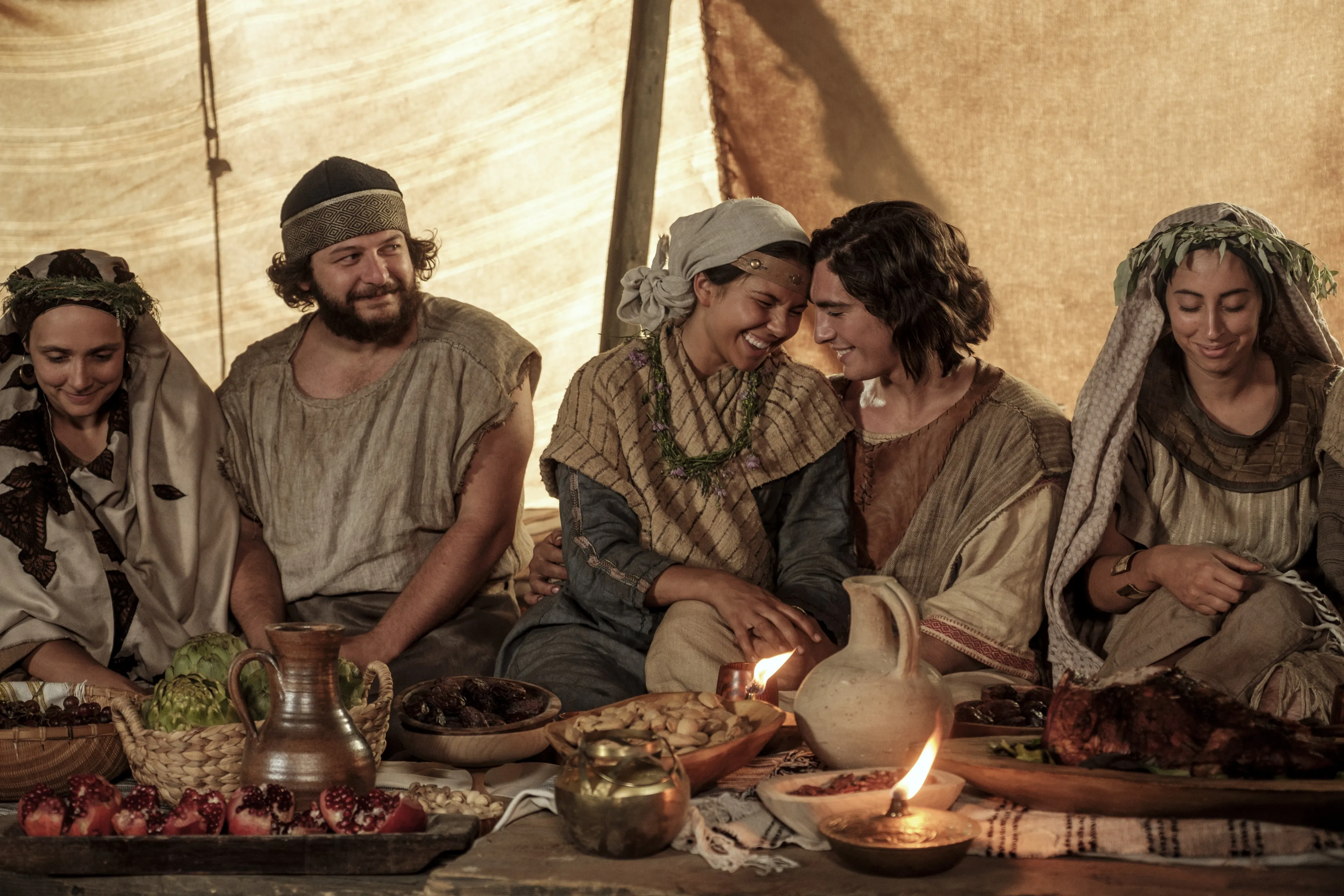 Lehi and Ishmael's family celebrate at the marriage feast.