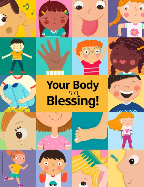 Poster PDF with images of children being happy with the different parts of their bodies 