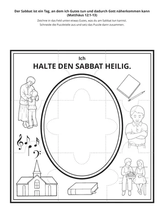 Seite mit der Aktivität: Ich halte den Sabbat heilig