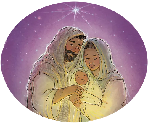 Mary and Joseph with baby Jesus
