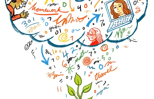 plant with technology symbols