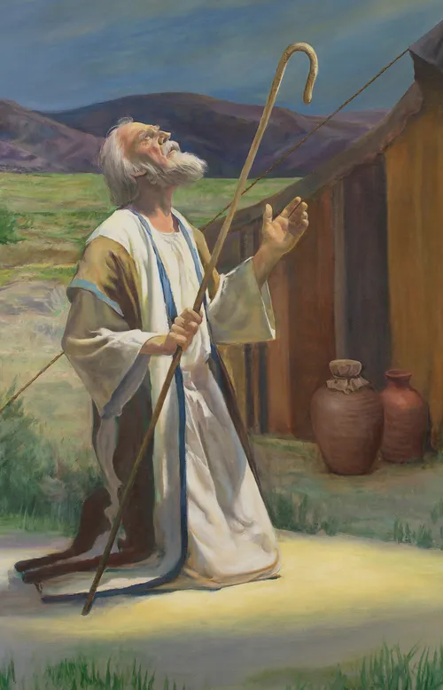 Abraham on the Plains of Mamre, by Grant Romney Clawson [Aburahamu mu bibaya bya Mamure, yakozwe na Grant Romney Clawson]