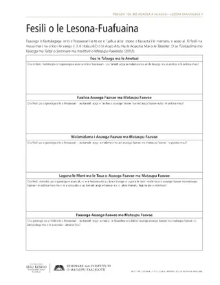 pepa e tufa atu, Fesili o Fuafuaga o Lesona