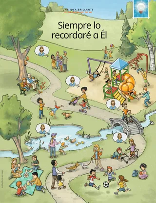 Personas en un parque pensando en Jesús