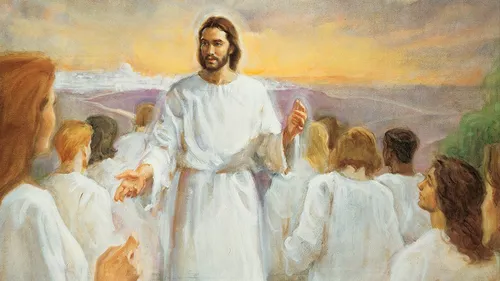 Jesus Christ among crowd