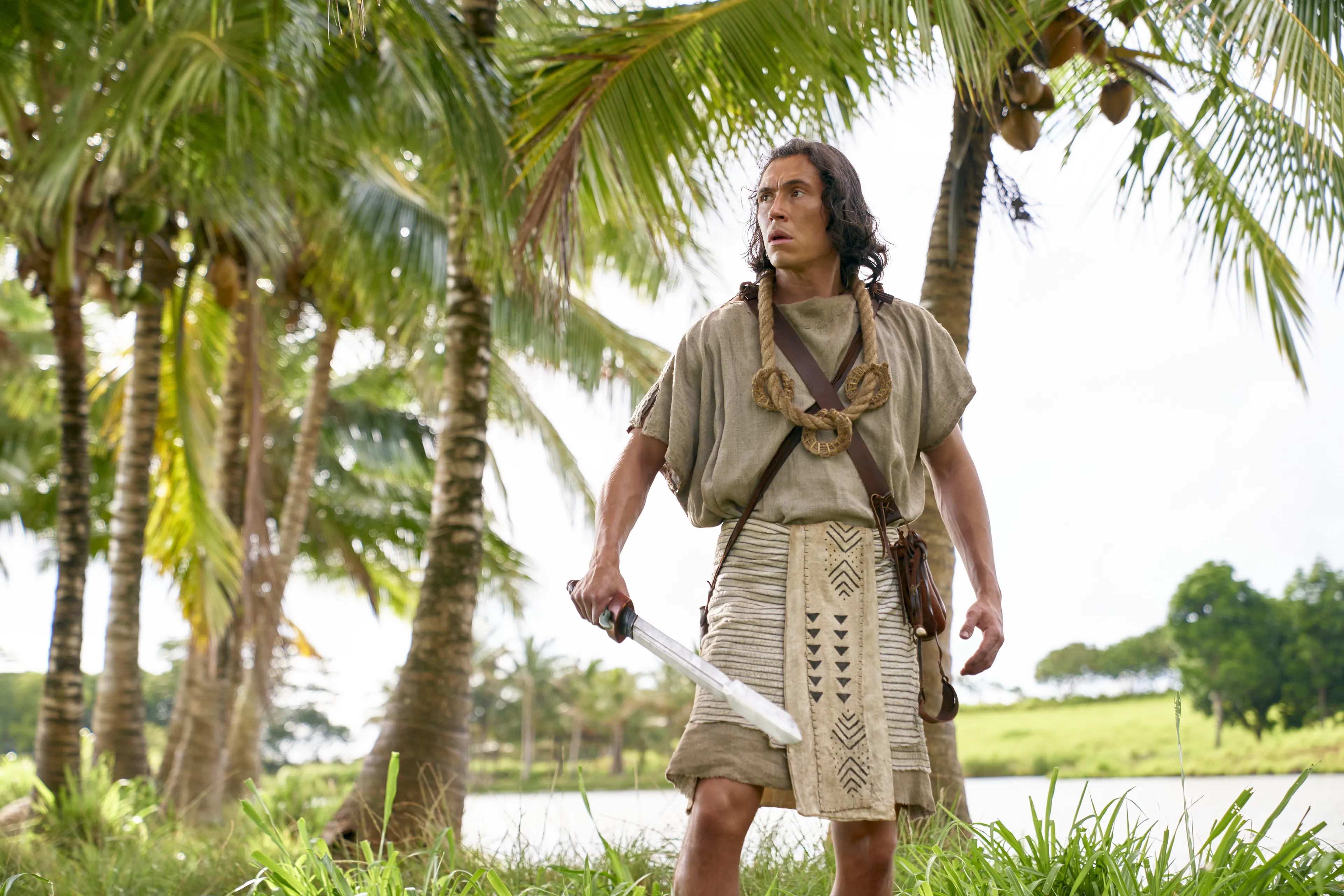 Ammon, son of Mosiah, clutches his sword as the Lamanites approach to scatter the flocks of King Lamoni in the land of Ishmael.