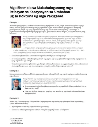 Mga Ehemplo sa Makahuloganong mga Relasyon sa Kasaysayan sa Simbahan ug sa Doktrina ug mga Pakigsaad