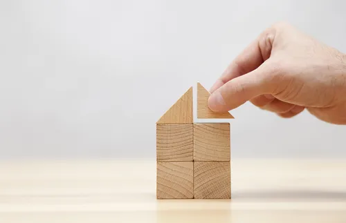 tiny house made of wooden blocks
