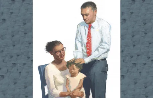 father giving daughter a blessing