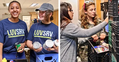 youth working at food bank