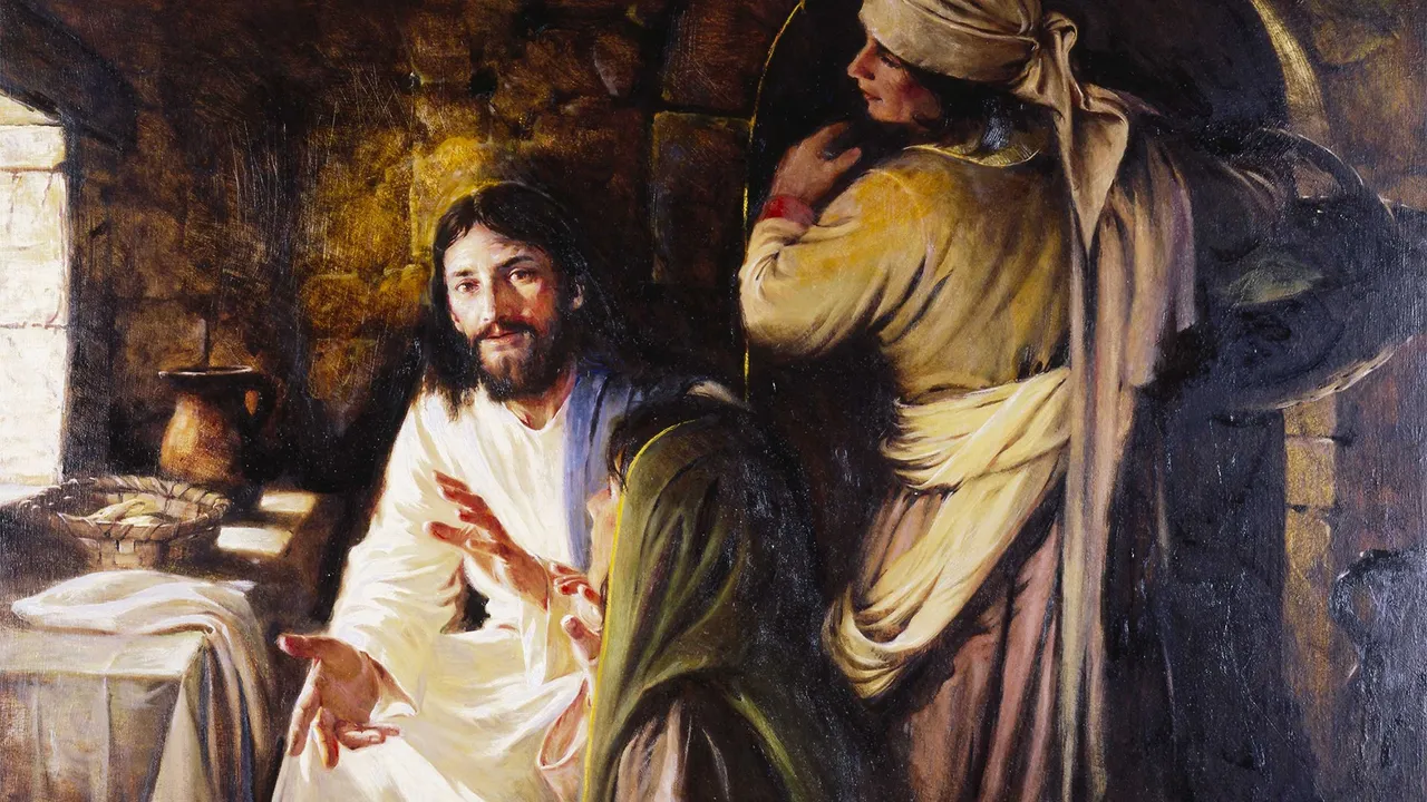 Jesus teaching in the home of Mary and Martha