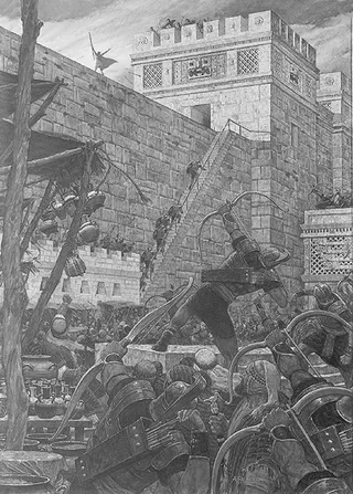 Samuel the Lamanite preaching from wall