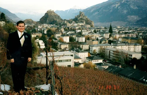 missionary with city landscape