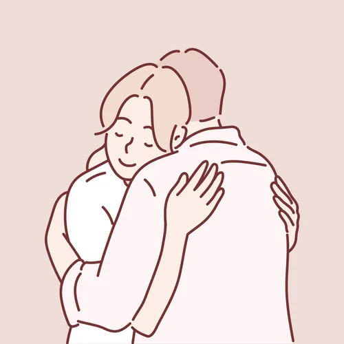 a young couple hugging