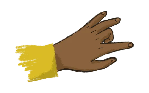 Hand with the middle finger bent down