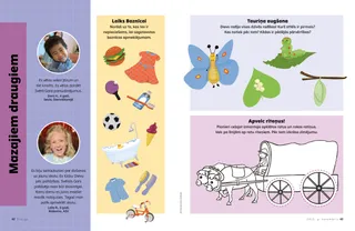 Lapa PDF formātā ar apklāto ratu krāsošanas uzdevumu, aktivitāti par tauriņa attīstības posmiem, ko nepieciešams sakārtot pareizā secībā, un aktivitāti par sabata dienas izvēlēm