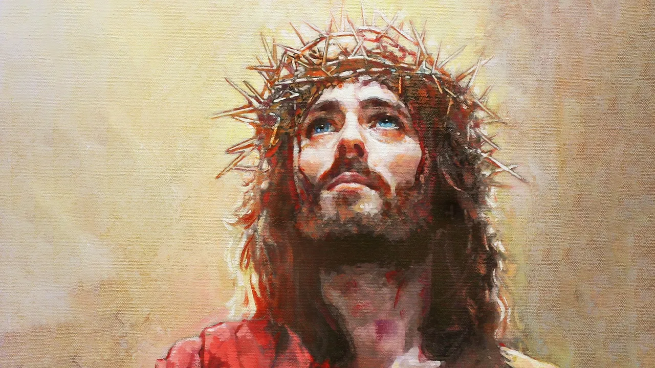 Jesus with a crown of thorns on His head