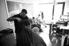 A man cutting hair