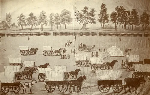 The mustering of the Mormon Battalion