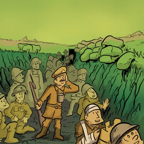 soldiers in a trench hearing music