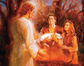 Adam and Eve Offering Sacrifices, by D. Keith Larson