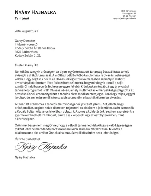 Hills motivációs levél