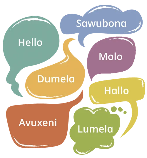 speech bubbles with hello in many languages
