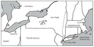 քարտեզ, հյուսիսարևելյան ԱՄՆ։