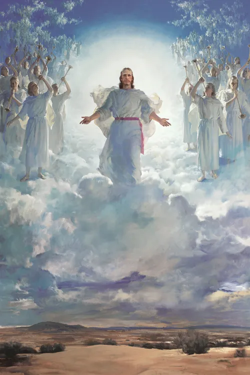 Jesus descending from heaven