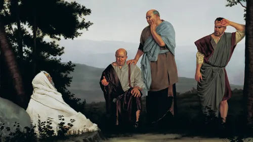 Job surrounded by other people