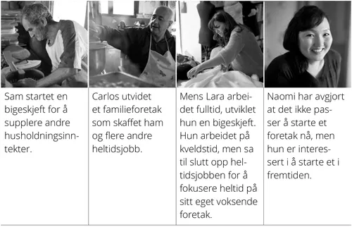 Fire eksempler på hvordan noen har startet eller utviklet foretaket sitt