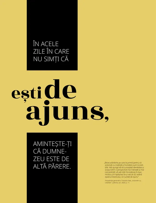 afiș „Ești de ajuns”