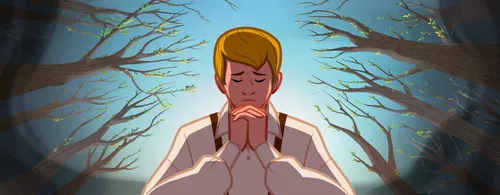 Joseph Smith praying in the woods.