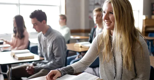 students in a seminary classroom