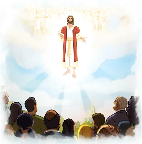 Jesus returning to earth.