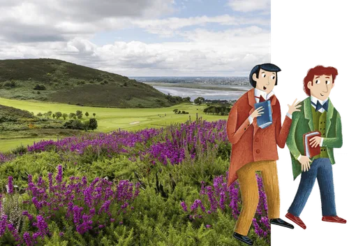 Missionaries and a field of wildflowers