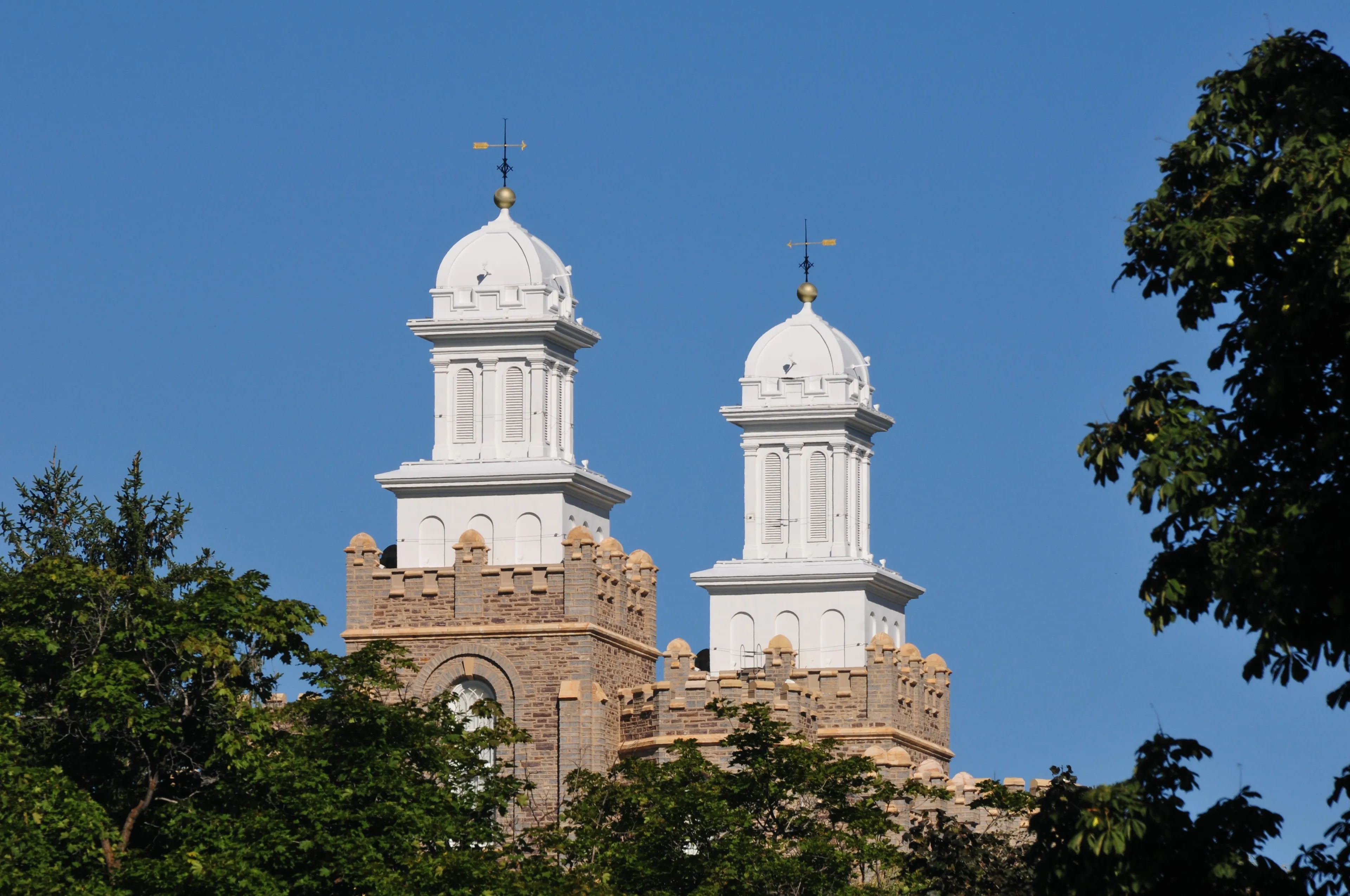 The Logan Utah Temple spires, including scenery.