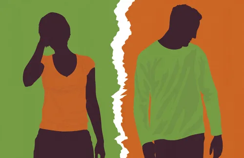 silhouette of estranged couple