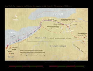 az Amerikai Egyesült Államok New York, Pennsylvania és Ohio területének térképe, 1831