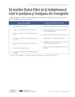 foaie de prezentare, Să invităm Duhul Sfânt să-Şi îndeplinească rolul în predarea şi învăţarea Evangheliei