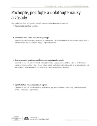 materiál na rozdání, Pochopte, pociťujte a uplatňujte nauky a zásady