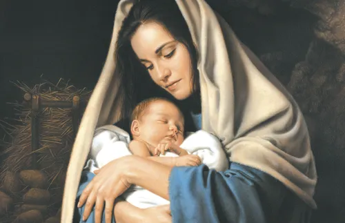 Mary holding baby Jesus