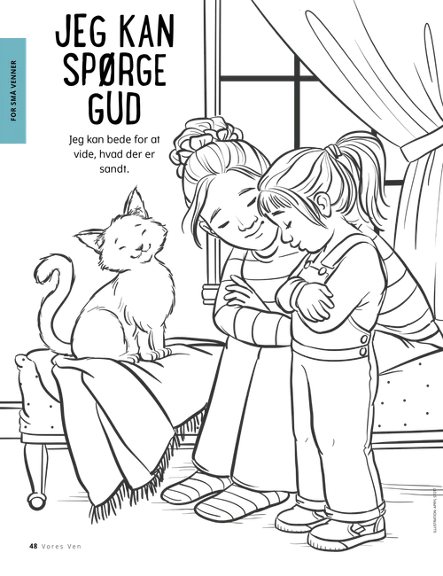 PDF-malebogsside med en kvinde og en pige, der beder