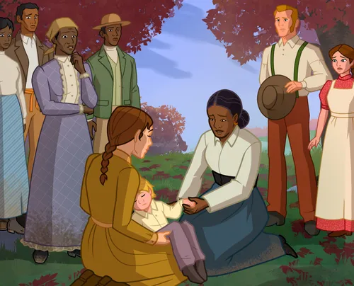 Jane and her family helping a sick child.